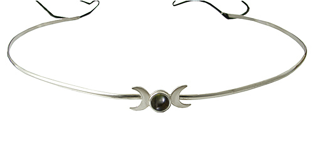 Sterling Silver Renaissance Style Headpiece Circlet Tiara With Spectrolite